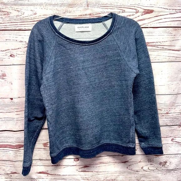 Everlane Heathered Blue-Gray Pullover Crew Sweatshirt Women's Size Small - Picture 2 of 6